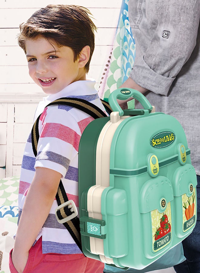 Little Story 36-Piece 3-In-1 Mode Little Story Role Play Shopkeeper/Supermarket Toy Set School Bag - Green - Image 5