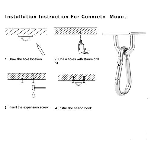 Lind Kitchen 2 Set M8 Ceiling & Wall Mount Hanging Hardware Fitting Set 304 Stainless Steel Heavy Duty Strip Pad Eye Plate + Snap Hook for Yoga Hammock Chair Swings Marine Boat Accessories - Image 4