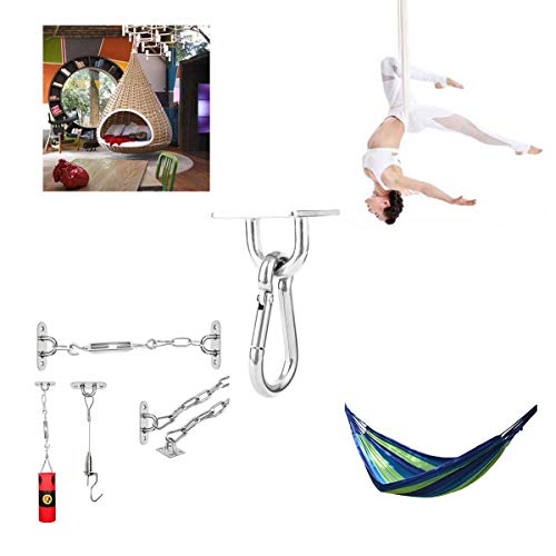 Lind Kitchen 2 Set M8 Ceiling & Wall Mount Hanging Hardware Fitting Set 304 Stainless Steel Heavy Duty Strip Pad Eye Plate + Snap Hook for Yoga Hammock Chair Swings Marine Boat Accessories - Image 2