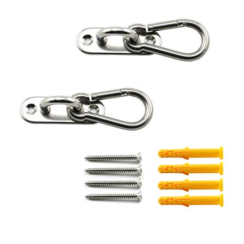 Lind Kitchen 2 Set M8 Ceiling & Wall Mount Hanging Hardware Fitting Set 304 Stainless Steel Heavy Duty Strip Pad Eye Plate + Snap Hook for Yoga Hammock Chair Swings Marine Boat Accessories - Image 1