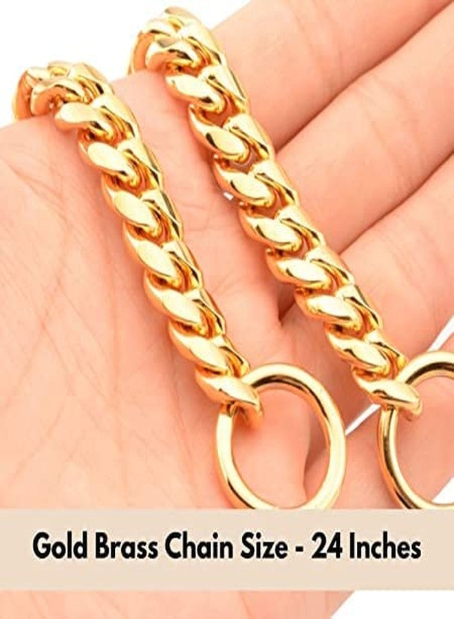 SUPER CHAIN سلسلة طوق كلب سوبر تشين، نحاس مطلي بالكروم الذهبي (كبير)، 24 × 2 سم - Image 2