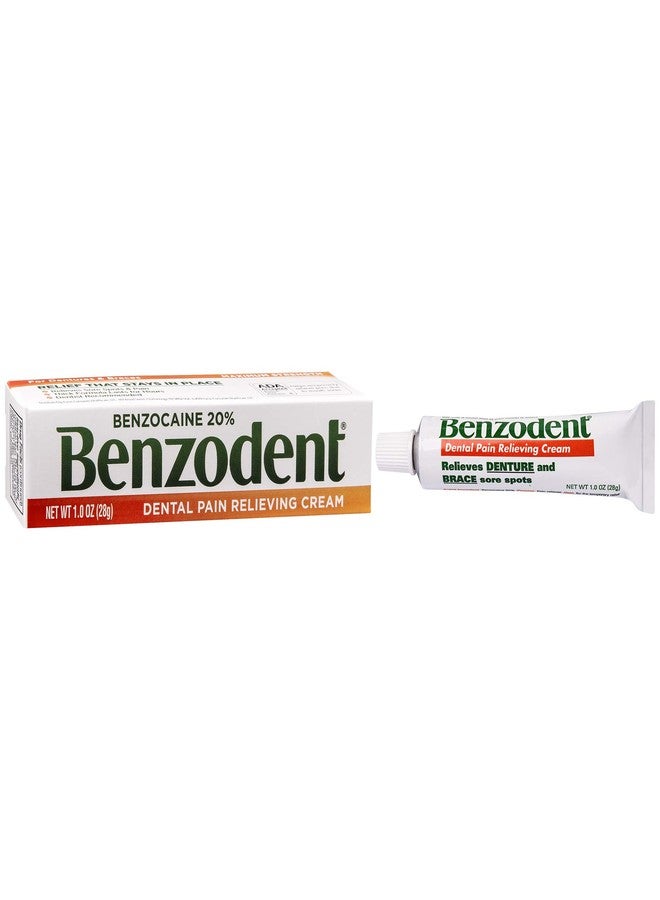Benzodent كريم بنزودينت لتخفيف آلام الأسنان والفم بقوة قصوى للأطقم، قرح الفم، وتقويم الأسنان، مخدر موضعي طويل الأمد، 1 أونصة - Image 1