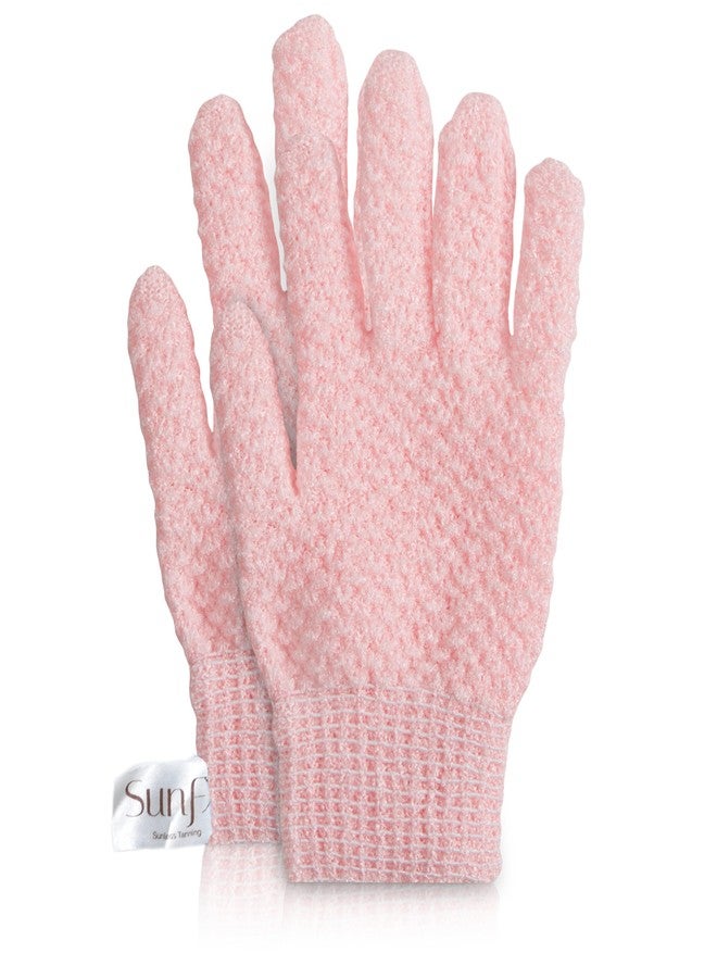 SunFX Exfoliating Gloves | Deep Cleansing Body Scrub Mitt for Pre-Tanning & Dead Skin Removal | Reusable Gloves for Smooth, Soft Skin | Ideal for Self-Tanning Prep & Full Body Exfoliation (Pink) - Image 1