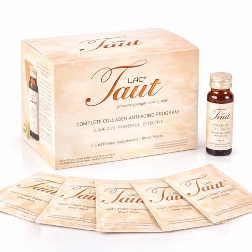 TAUT Marine Collagen Drink & Face Mask â€“ 13,000mg Hydrolyzed Collagen Protein with Hyaluronic Acid for Youthful, Radiant Skin â€“ Includes 15 Bottles and 5 Masks (30-Day Supply) - Image 1
