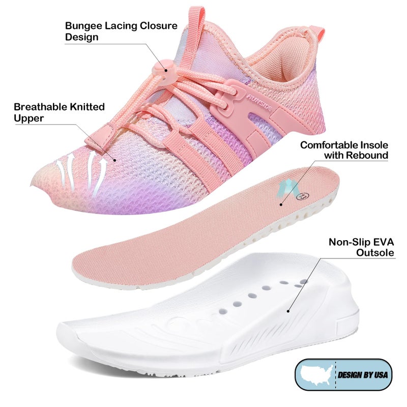 RUNSIDE Girls Tennis Shoes Lightweight Sports Kids Sneakers Lace-up for Running/Walking, Toddler/Little Kid/Big Kid - Image 5