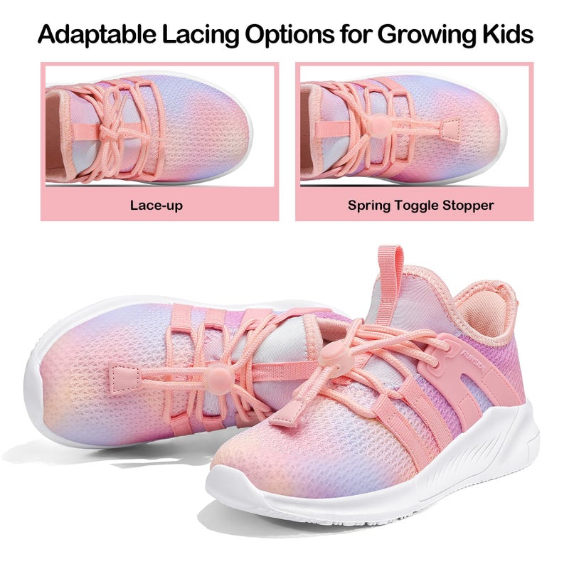 RUNSIDE Girls Tennis Shoes Lightweight Sports Kids Sneakers Lace-up for Running/Walking, Toddler/Little Kid/Big Kid - Image 3