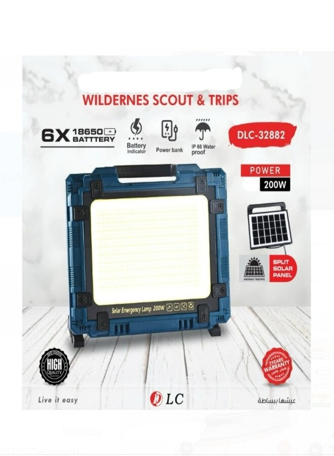 دي إل سي  كشاف رحلات واستكشاف يعمل بالطاقة الشمسية 200 واط قابل لإعادة الشحن مع باور بنك