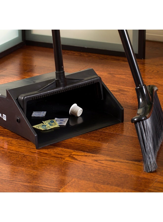 Restaurantware RW Clean 11.8 x 11 x 34 Inch Stand Up Dustpan, 1 With Handle Lobby Dustpan - Broom Sold Separately, With Broom Clip, Black Plastic Long Handle Dust Pan, Lightweight, Heavy-Duty - Image 3