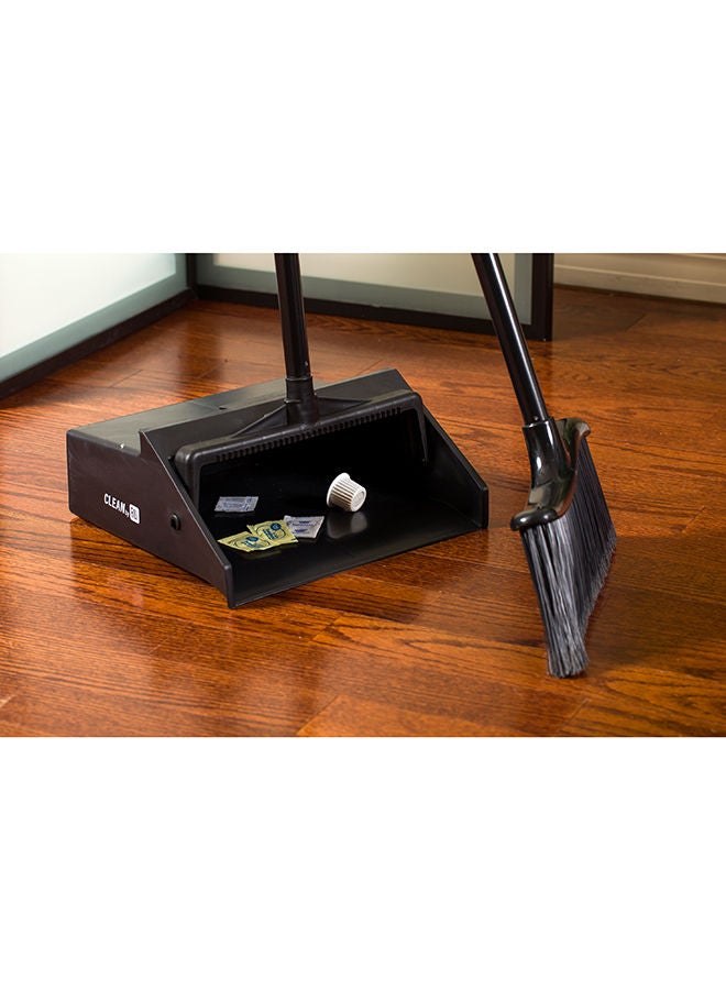 Restaurantware RW Clean 11.8 x 11 x 34 Inch Stand Up Dustpan, 1 With Handle Lobby Dustpan - Broom Sold Separately, With Broom Clip, Black Plastic Long Handle Dust Pan, Lightweight, Heavy-Duty - Image 5