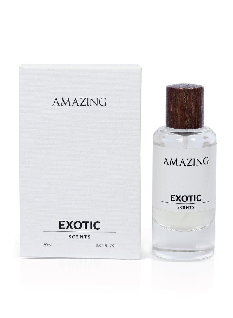 Exotic Scents Exotic Scents Amazing Eau de Parfume - 60ml |Woody & Floral Fragrance, Long Lasting  - Image 1