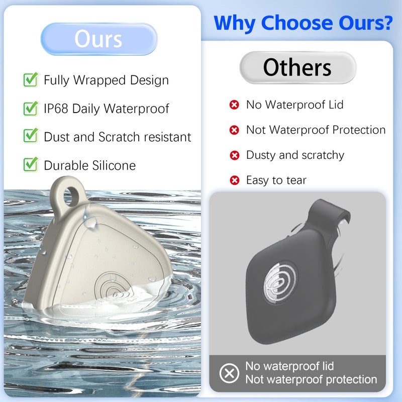 FGERWZ (4-Pack) Silicome Case for Tile Mate 2024, Waterproof Tile Mate Holder Full Body Protective Cover Compatible with Life360 Mate Tile Tracker with Keychain (Black/Off White/Pink/Sky Blue) - Image 5