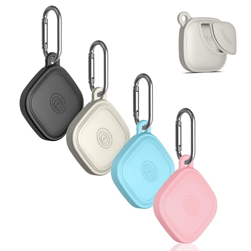 FGERWZ (4-Pack) Silicome Case for Tile Mate 2024, Waterproof Tile Mate Holder Full Body Protective Cover Compatible with Life360 Mate Tile Tracker with Keychain (Black/Off White/Pink/Sky Blue) - Image 1