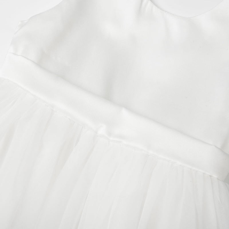 Uhnice Flower Girl Dress Satin Ball Gown for Wedding Party with Bowknot (White, 80/18-24 Months) - Image 4