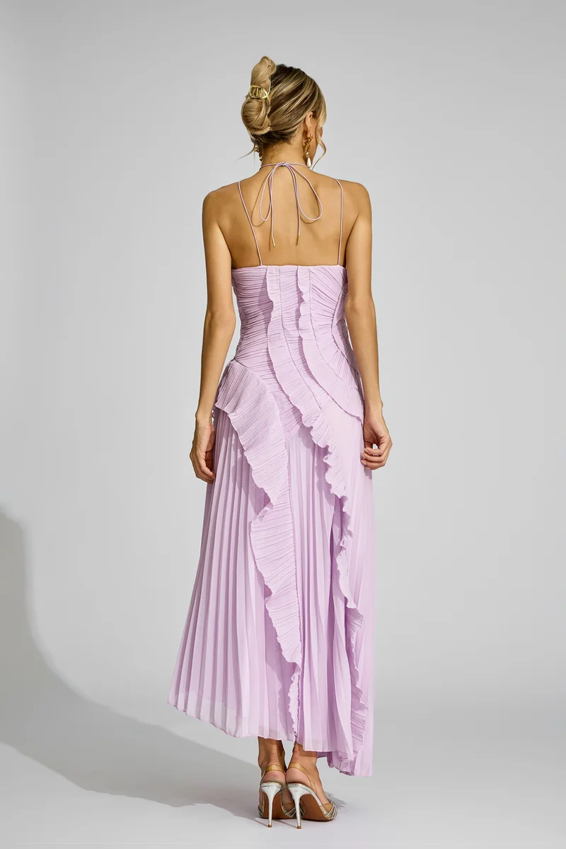 Catchall Purple Moses Asymmetric Pleated Halter Dress for Women | Best Price UAE