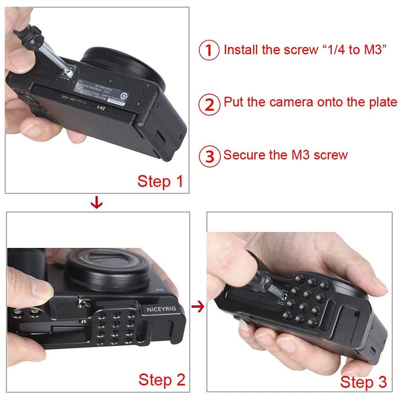 NICEYRIG مقبض جانبي NICEYRIG لكاميرا Sony ZV-1 Vlog Vlogging 4K، حامل تمديد مع قاعدة تحرير سريعة لمعيار ARCA - 465 - Image 5
