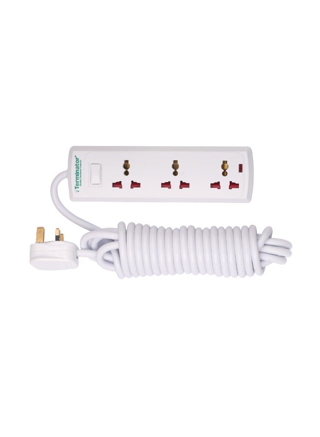 Terminator 3-Way Universal Power Extension Socket – 5M Cable, Master Switch, LED Indicator, 13A Fused Plug - Image 1