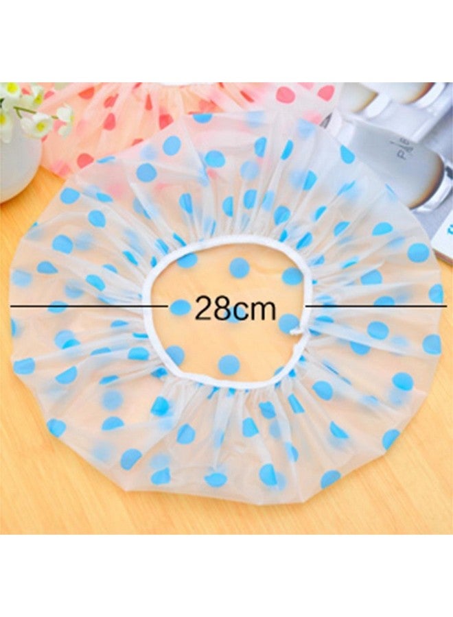 Magnusdeal Waterproof EVA Plastic Vinyl Shower Caps with Lace Elastic Band , One Size, Assorted Colour -Pack of 6 - Image 5