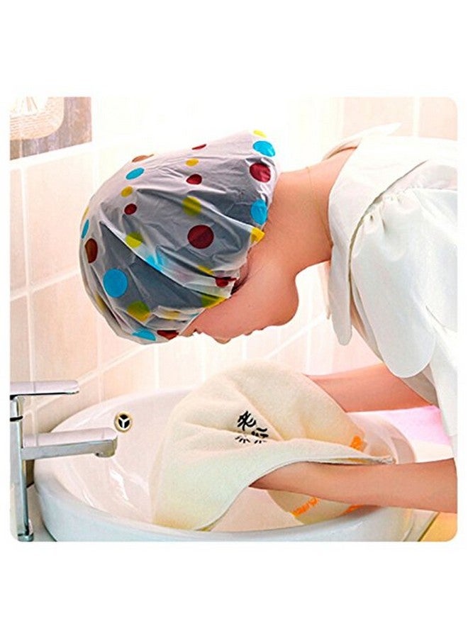 Magnusdeal Waterproof EVA Plastic Vinyl Shower Caps with Lace Elastic Band , One Size, Assorted Colour -Pack of 6 - Image 2