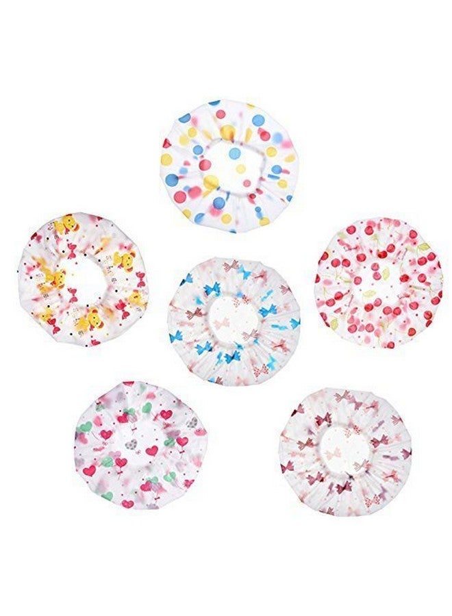 Magnusdeal Waterproof EVA Plastic Vinyl Shower Caps with Lace Elastic Band , One Size, Assorted Colour -Pack of 6 - Image 4