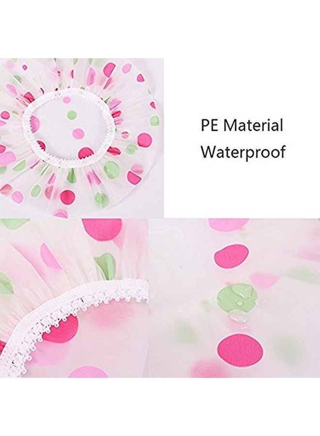 Magnusdeal Waterproof EVA Plastic Vinyl Shower Caps with Lace Elastic Band , One Size, Assorted Colour -Pack of 6 - Image 3