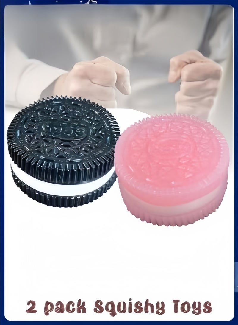 ColaBear 2PCS Squishy Biscuit Stress Relief Toy, Pinch Decompression Toy, Realistic Sandwich Design for Anxiety and Relaxation, Perfect Desk Accessory and Fun Fidget Toy for Adults, Ideal for Stress Relief - Image 1