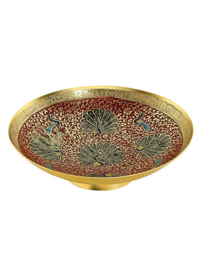 Skywalker Hand Crafted Metal Brass Fruit Bowl with Decorative Carving Work, Perfect for Home Decoration and Gifting, Size :9 Inch - Image 1