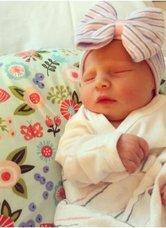 Generic Newborn Infant Baby Hospital Hat Cap with Bow Knot Nursery Beanie Soft Cute, Blue, White, Pink 4 Pack, First Knit Caps for Girls Boys  - Image 5