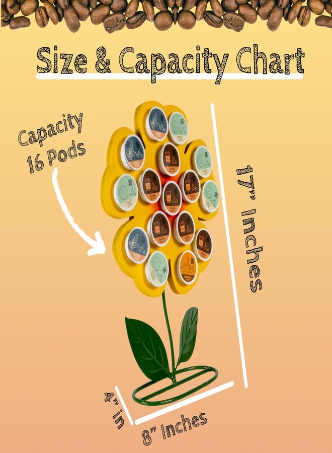 Made Easy Kit Front Facing Countertop Coffee Pods Holder - Compatible with K-Cups Practical meets Whimsical - Coffee Bar Decor for Home Café Kitchen Nook (Yellow Sunflower) - Image 3