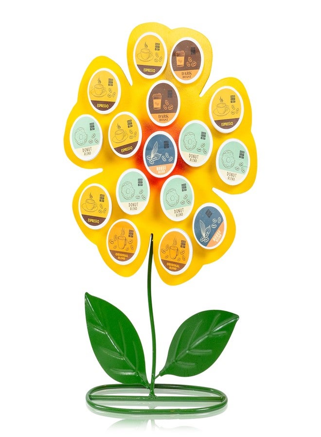 Made Easy Kit Front Facing Countertop Coffee Pods Holder - Compatible with K-Cups Practical meets Whimsical - Coffee Bar Decor for Home Café Kitchen Nook (Yellow Sunflower) - Image 1