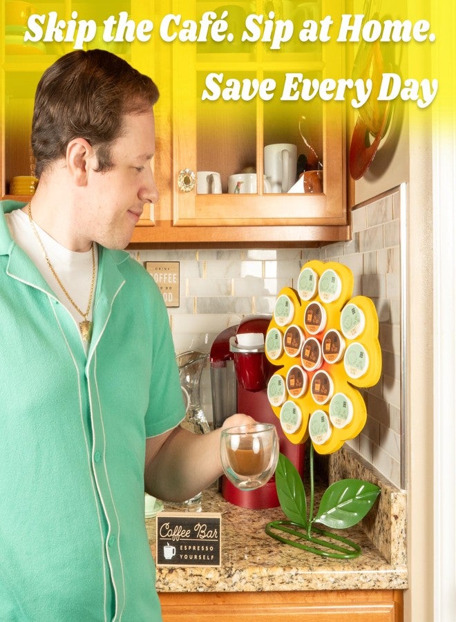 Made Easy Kit Front Facing Countertop Coffee Pods Holder - Compatible with K-Cups Practical meets Whimsical - Coffee Bar Decor for Home Café Kitchen Nook (Yellow Sunflower) - Image 5