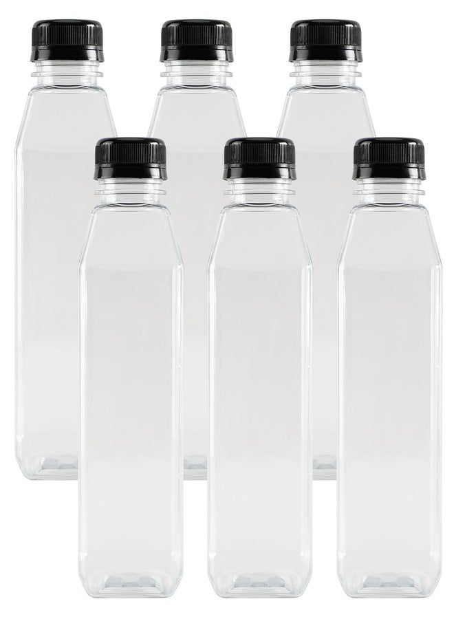 Meisuitd 6Pcs 16oz Plastic Juice Bottles With Lids Reusable Clear Bulk Beverage Containers With Black Tamper Resistant Lids For Juicing, Smoothies, Drinking And Other Beverages - Image 1