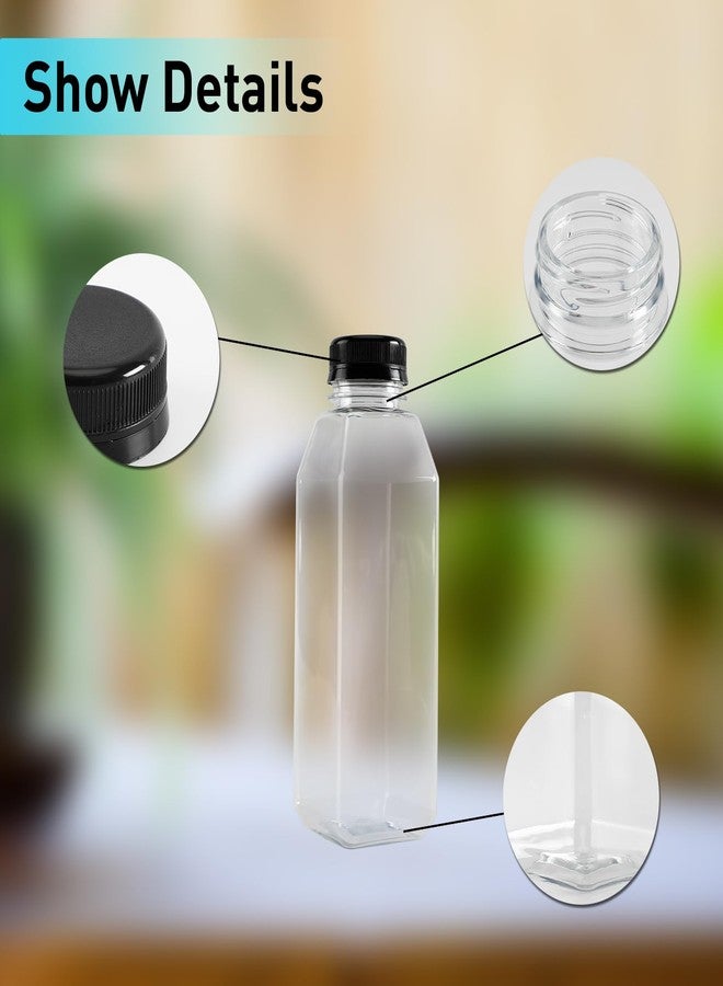 Meisuitd 6Pcs 16oz Plastic Juice Bottles With Lids Reusable Clear Bulk Beverage Containers With Black Tamper Resistant Lids For Juicing, Smoothies, Drinking And Other Beverages - Image 2