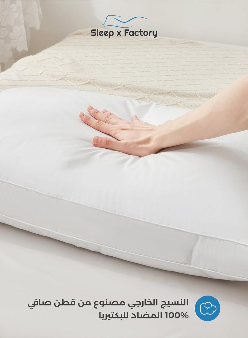 Sleep x Factory Premium Cotton Hotel Pillows – 2-Pack – Microfiber Fill – 800g / 1200g / 1000g / 1300g / 1500g – Ultra Soft & Supportive - Image 4