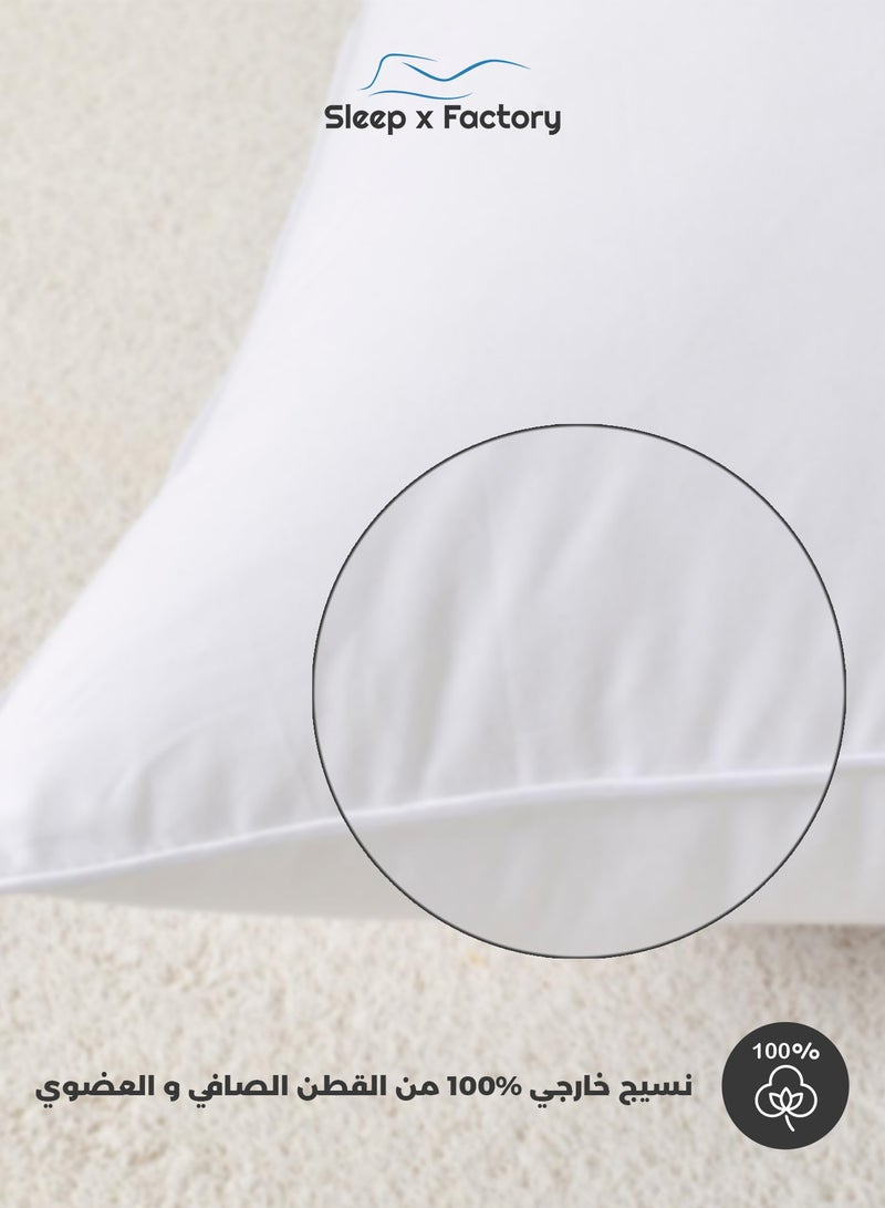 Sleep x Factory Premium Cotton Hotel Pillows – 2-Pack – Microfiber Fill – 800g / 1200g / 1000g / 1300g / 1500g – Ultra Soft & Supportive - Image 3