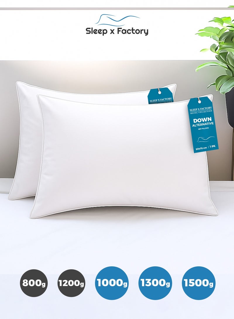 Sleep x Factory Premium Cotton Hotel Pillows – 2-Pack – Microfiber Fill – 800g / 1200g / 1000g / 1300g / 1500g – Ultra Soft & Supportive - Image 2