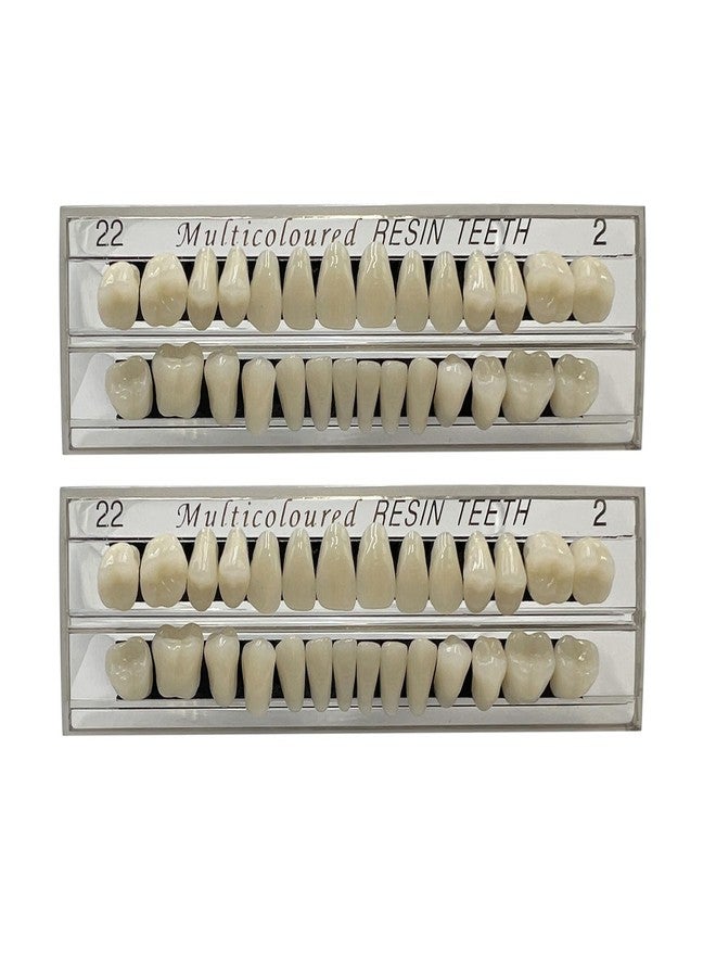 HRASY 56 Pcs False Teeth Fake Teeth 2 Sets Synthetic Resin Dental Tooth, Upper Lower Denture Tooth, Party Horror Prop Makeup DIY Replacement, 22 A2 - Image 1