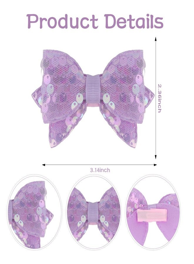 AMCAMI 3PCS Sequined bow hair clip purple - Image 2