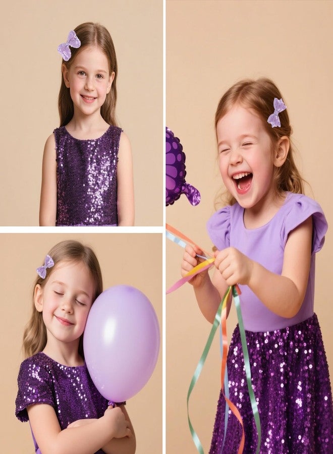 AMCAMI 3PCS Sequined bow hair clip purple - Image 3