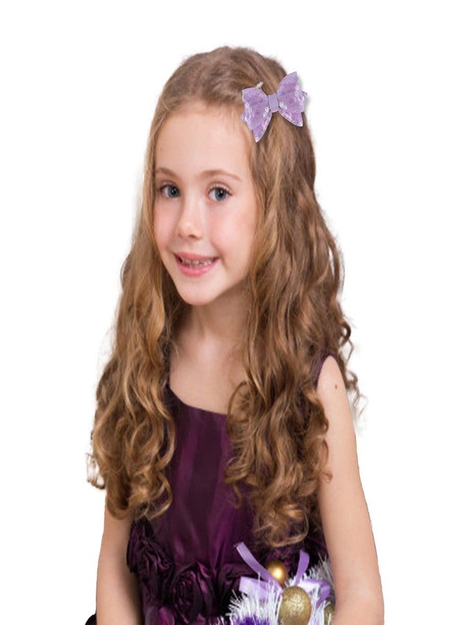 AMCAMI 3PCS Sequined bow hair clip purple - Image 5