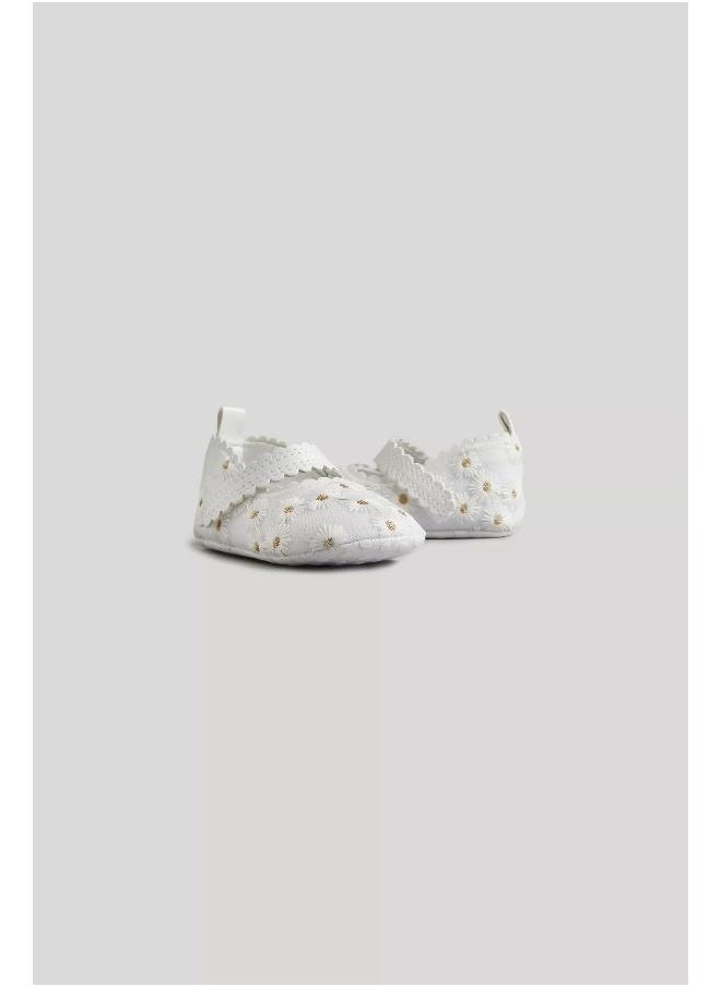 mothercare White Daisy Ballerina Baby Shoes  - Image 1