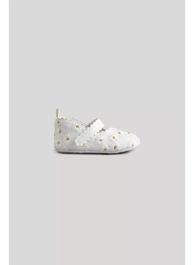mothercare White Daisy Ballerina Baby Shoes