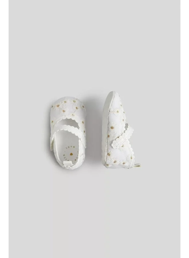 mothercare White Daisy Ballerina Baby Shoes
