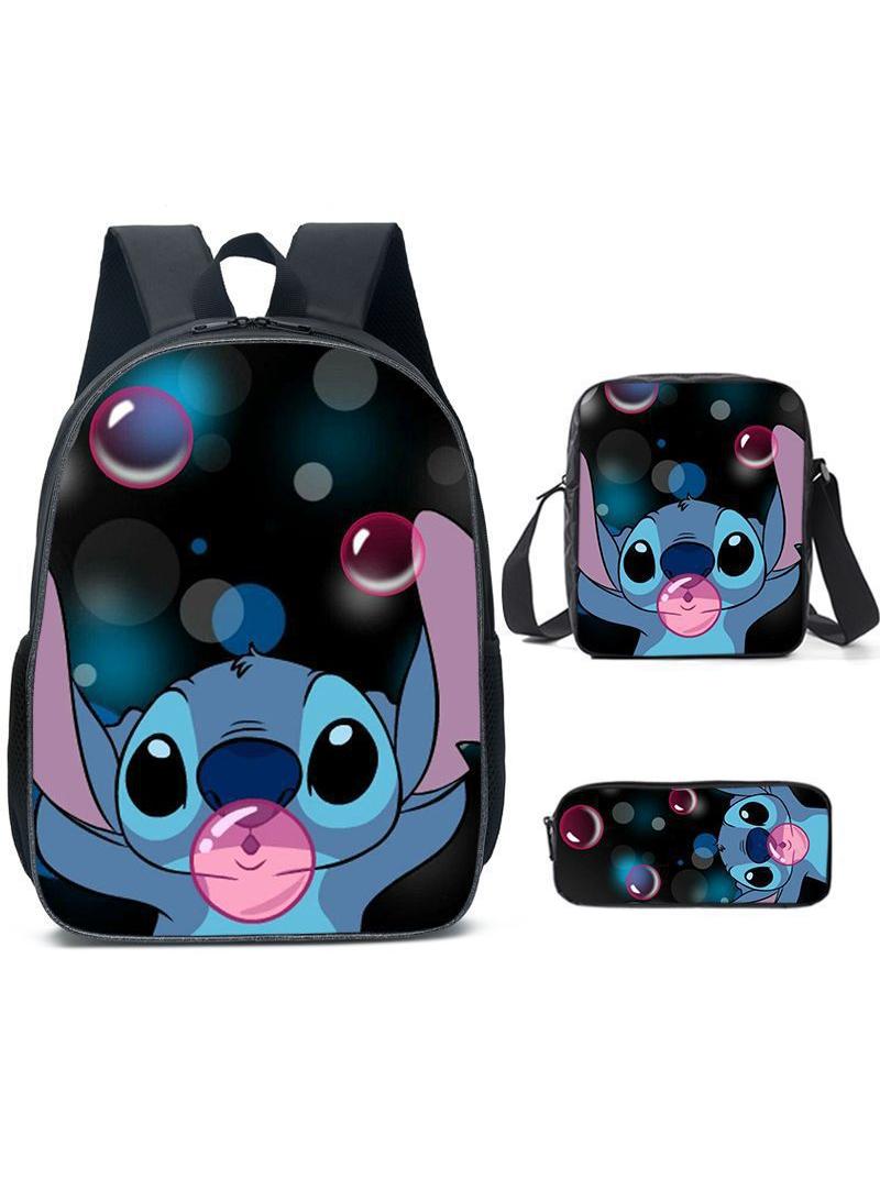 general مجموعة حقيبة ظهر مكونة من 3 قطع بطباعة ثلاثية الأبعاد ورسومات كرتونية - Image 1