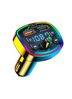 Mi VAZA Bluetooth FM Transmitter For Car, Dual USB Port And PD Type C Car Charger, Wireless FM Radio Transmitter Support Mp3 Player, Wireless FM Radio Transmitter With 7 Color Led Backlight  - Image 1