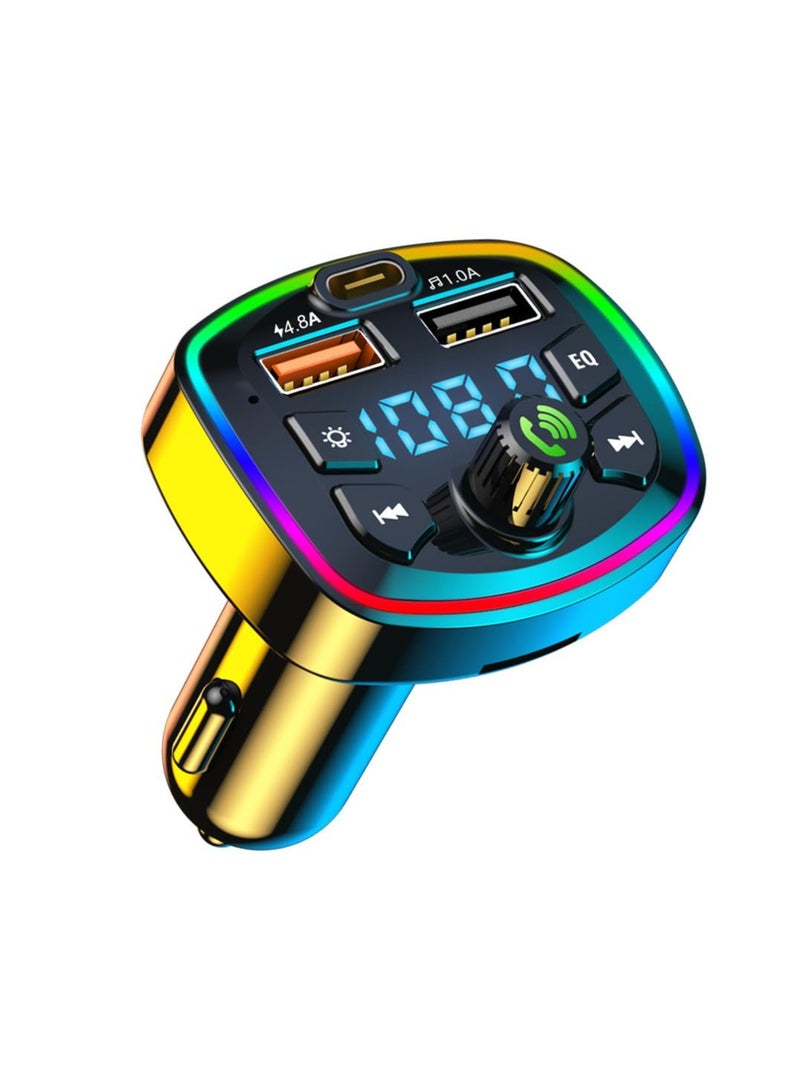 Mi VAZA جهاز إرسال FM بلوتوث للسيارة، منفذ USB مزدوج وشاحن سيارة من نوع PD Type C، جهاز إرسال راديو FM لاسلكي يدعم مشغل MP3، جهاز إرسال راديو FM لاسلكي مع إضاءة خلفية LED ملونة 7 - Image 1