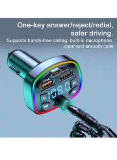 Mi VAZA Bluetooth FM Transmitter For Car, Dual USB Port And PD Type C Car Charger, Wireless FM Radio Transmitter Support Mp3 Player, Wireless FM Radio Transmitter With 7 Color Led Backlight  - Image 3