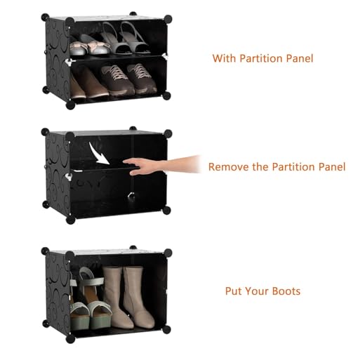 LUHI Plastic Wardrobe for Kids Clothes – Durable, Easy to Use Anti-Skid & Non-Slip Effective Professional Collapsible Wardrobe, Plastic Cupboard for Kids, Foldable Almirah (Black-I5, 6-Door) - Image 5