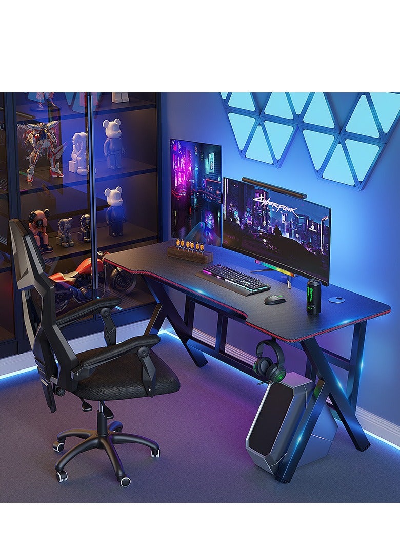 Generic 140cm Gaming Table Home Computer Desk Minimalist style Computer Gamer Table with Carbon Fiber Desktop Ergonomic Home Office Computer Desk Black  - Image 1