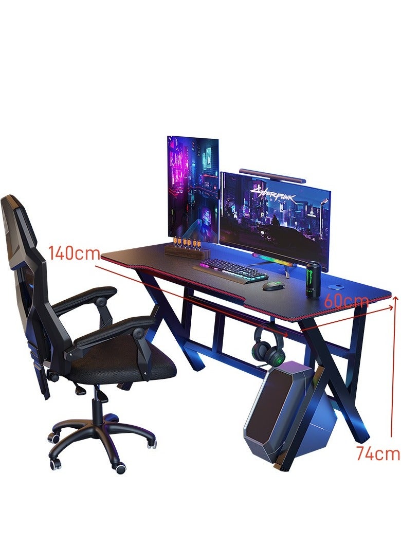 Generic 140cm Gaming Table Home Computer Desk Minimalist style Computer Gamer Table with Carbon Fiber Desktop Ergonomic Home Office Computer Desk Black  - Image 2