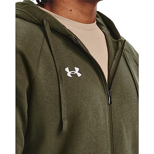 Under Armour Men's Rival Fleece Full Zip Hoodie, (390) Marine OD Green / / White, Medium - Image 3